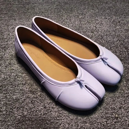 Split Toe Women Ballet Flats Fashion Tabi Shoes Casual Slip-on Loafers Ladies Pleated Leather Espadrilles Zapatillas Mujer