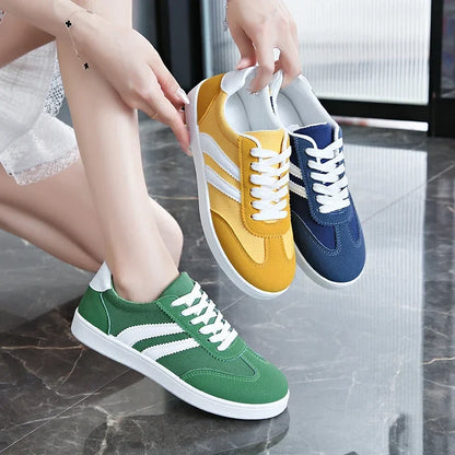Women Tennis Sneakers Flats Ladies Fashion Mixed Colors Lace-up Vulcanized Shoes Spring Autumn Woman Outdoor Trainers Footwear