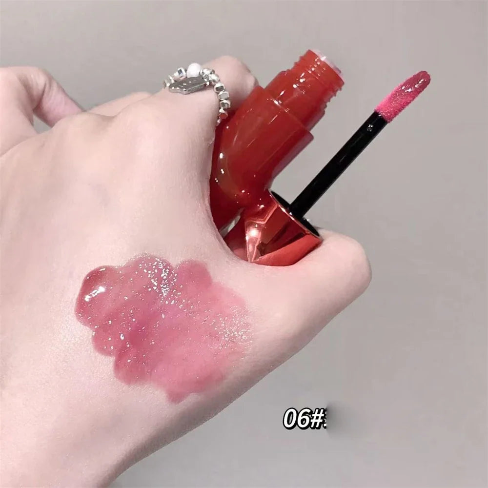 Crystal Nude Gray Glossy Lip Stain Mirror Korean Lip Glaze Sheer Nude Glitter Lip Tint Watery Shine Plumping Lipgloss Cosmetics