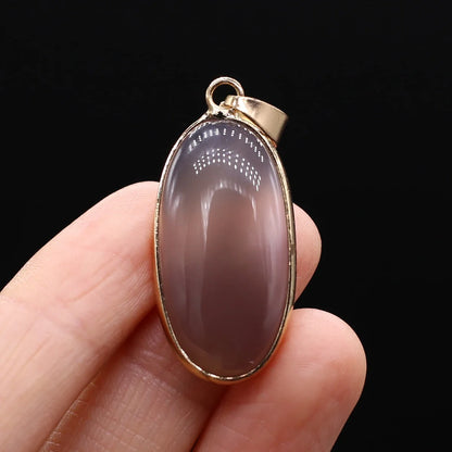 Natural Stone Pendants Grey Agate Unakite Tiger Eye Cabochon Beads Pendant for Jewelry Making DIY Charms Necklace Accessories