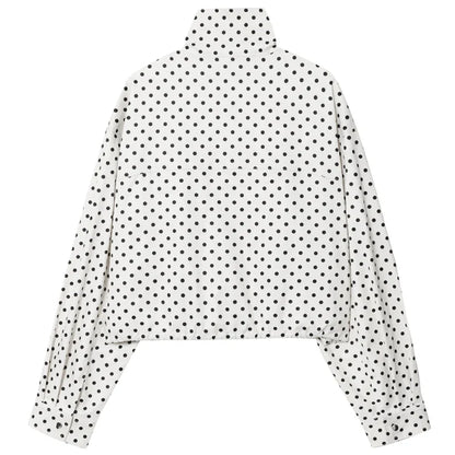 HXAO Polka Dot Bomber Jacket Women's Jackets Demi-Season Oversized Long Sleeve Top Outerwear Aviator Plus Size Zip Up Crop Coats
