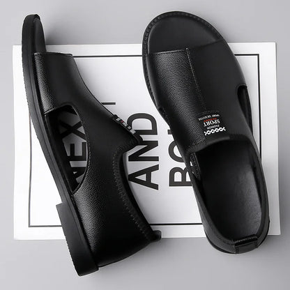 Brand Man Sandals Designer Fashion Leather Casual for Men Summer Comfortable Beach Slippers Outdoor Non-slip Men Sandalias 2026