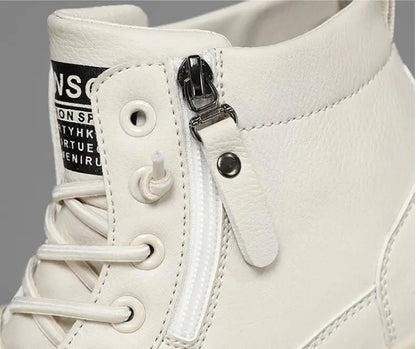 Men Boots Autumn High Top Leather Casual Shoes Fashion Cotton Shoes Flat Ankle Boots Business Outdoor Shoes Man Sneakers New