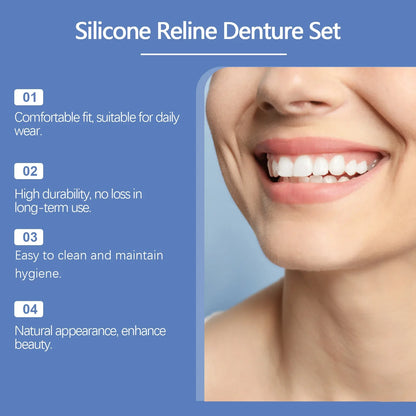 Comfort Fit Full Set Dentures Silicone Fake Teeth Natural Smile Instant Confidence Oral Care for Adults