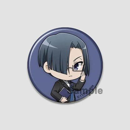 58MM Cartoon Comics Black Butler Creative DIY Badge Tinplate Plastic Pins Button Brooches for Backpack Accessories Jewelry Gifts