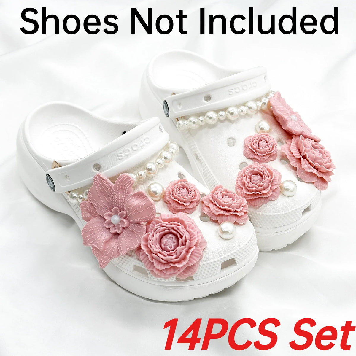 Cute Shoe Charms Set DIY Flower Hole Shoe Buckle Shoes Accessories 3D Flower Bouquet Bone White Hole Shoe Decorations For Women