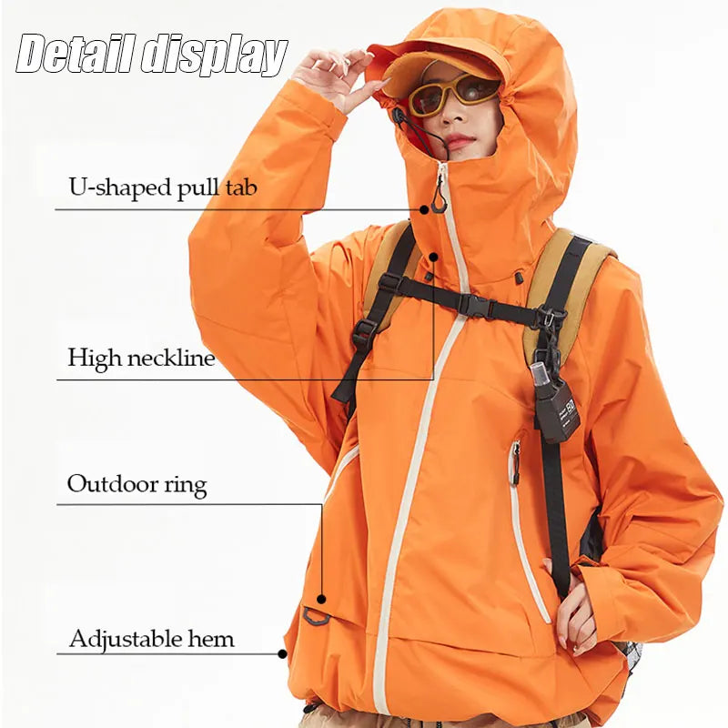 New Men Waterproof Hiking Jacket Women Windproof Sports Coat High Quality Hooded Jacket Outdoor Ride Climbing Running Jacket