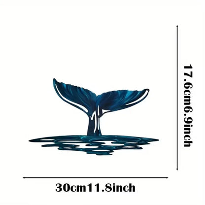 Elegant Whale Tail Metal Wall Art - Unique Ocean Series Home Decor Pendant