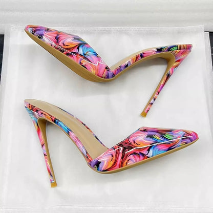 Pointed Toe 8/10/12 cm High Heel Mule for Women with a Distinctive Style, Wearing Ultra High Heel Half Slippers Externally