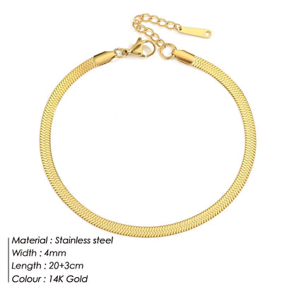 EMANCO 4MM Snake Chain Anklet Womens Beach Chain Stainless Steel Anklet Gift Drop/Wholesale Factory Direct Sales
