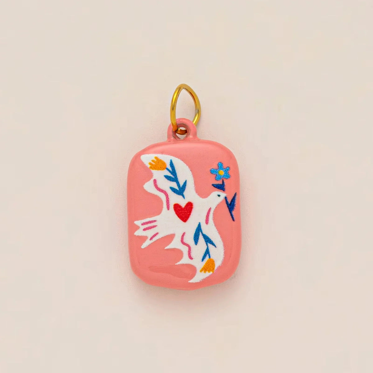Colorful dopamine pendant necklace, heart-shaped sun, white dove, small snake, gold-plated and color preserving
