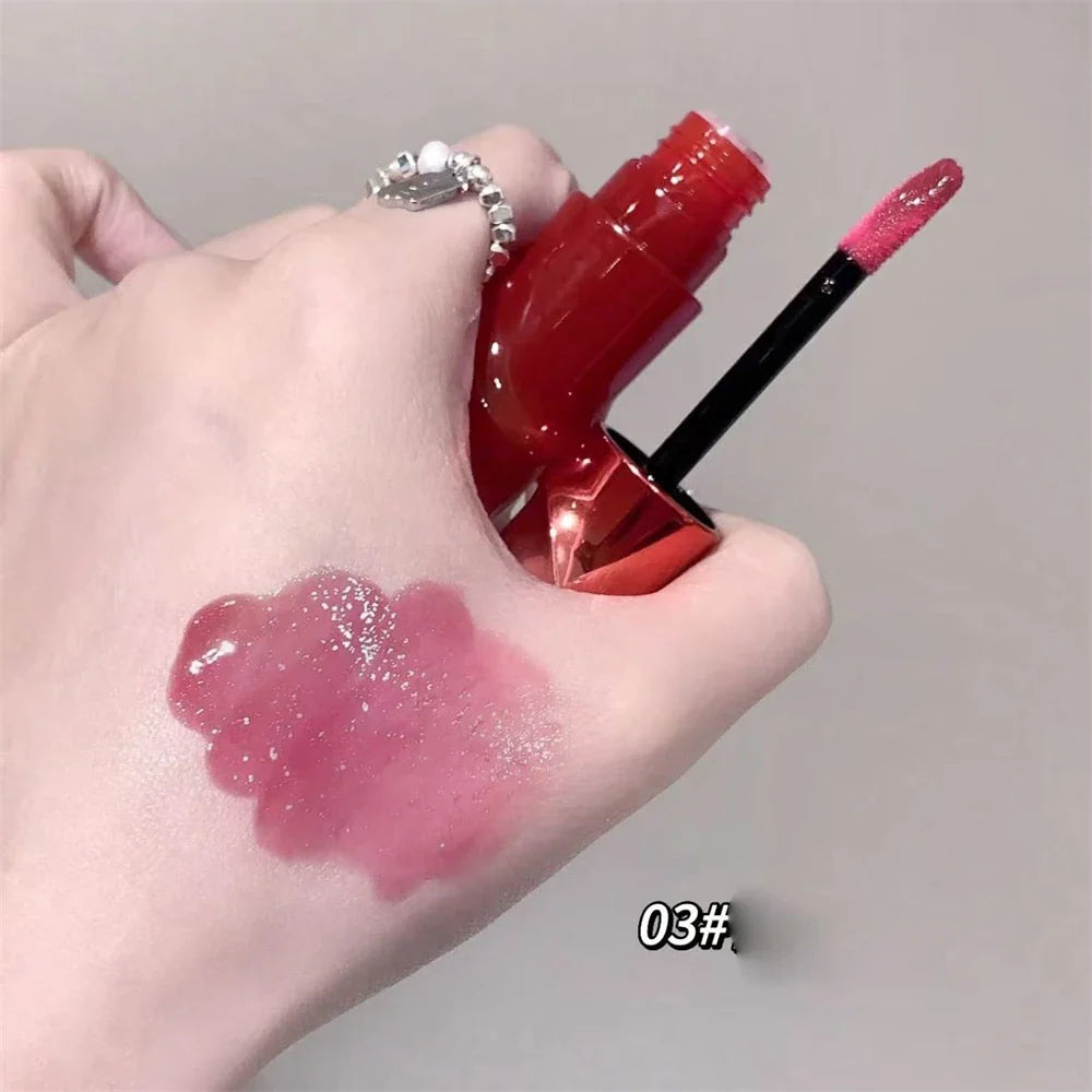 Crystal Nude Gray Glossy Lip Stain Mirror Korean Lip Glaze Sheer Nude Glitter Lip Tint Watery Shine Plumping Lipgloss Cosmetics