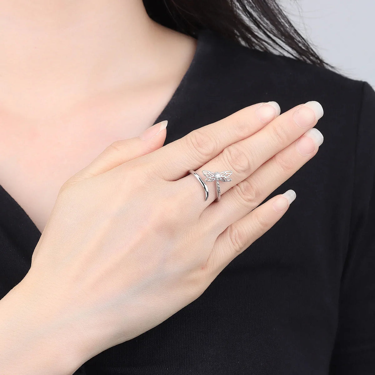 Original 925 Sterling Silver Open Ring Exquisite Panda Dolphin Adjustable Ring Original Daily Fine Jewelry Women Birthday Gifts