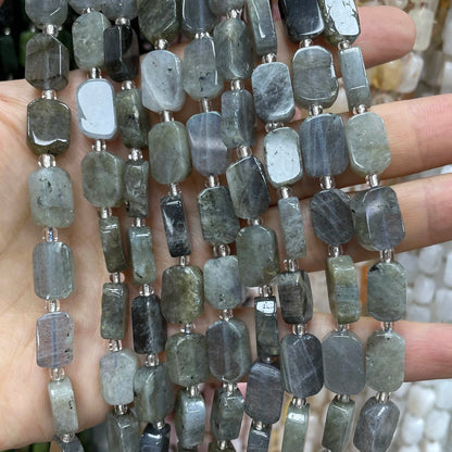 Natural Stone Flat Rectangle Amethyst Lapis Lazuli Quartz Apatite Spacer Beads For Jewelry Making Diy Bracelet Accessorie 8*12MM