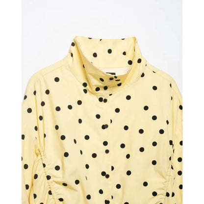 Women's Polka Dots Jacket with Tie New 2026 Spring Long Sleeve High Collar Loose Women Versatile Short Coats Chic Female Jackets