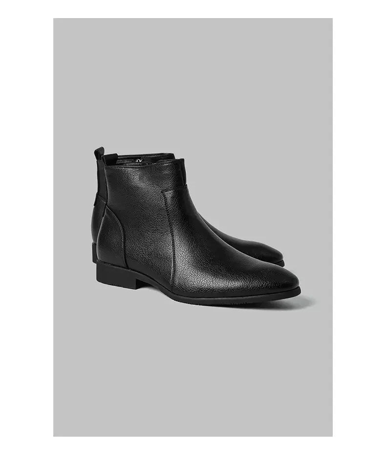 Winter New Men Business Boots Black  Red Simple Slim Fit Soft Leather Boots Casual and Fashionable Chelsea Boots 38-46 Men Boots