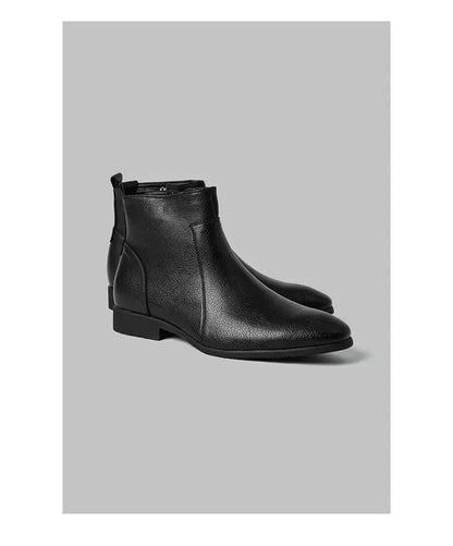 Winter New Men Business Boots Black  Red Simple Slim Fit Soft Leather Boots Casual and Fashionable Chelsea Boots 38-46 Men Boots