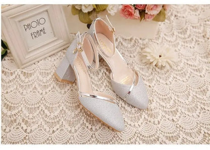 Fashion Spring and Summer Black High-heeled Shoes Women's High-quality Silver Wedding High-heeled Shoes Women's Gold Party Pump