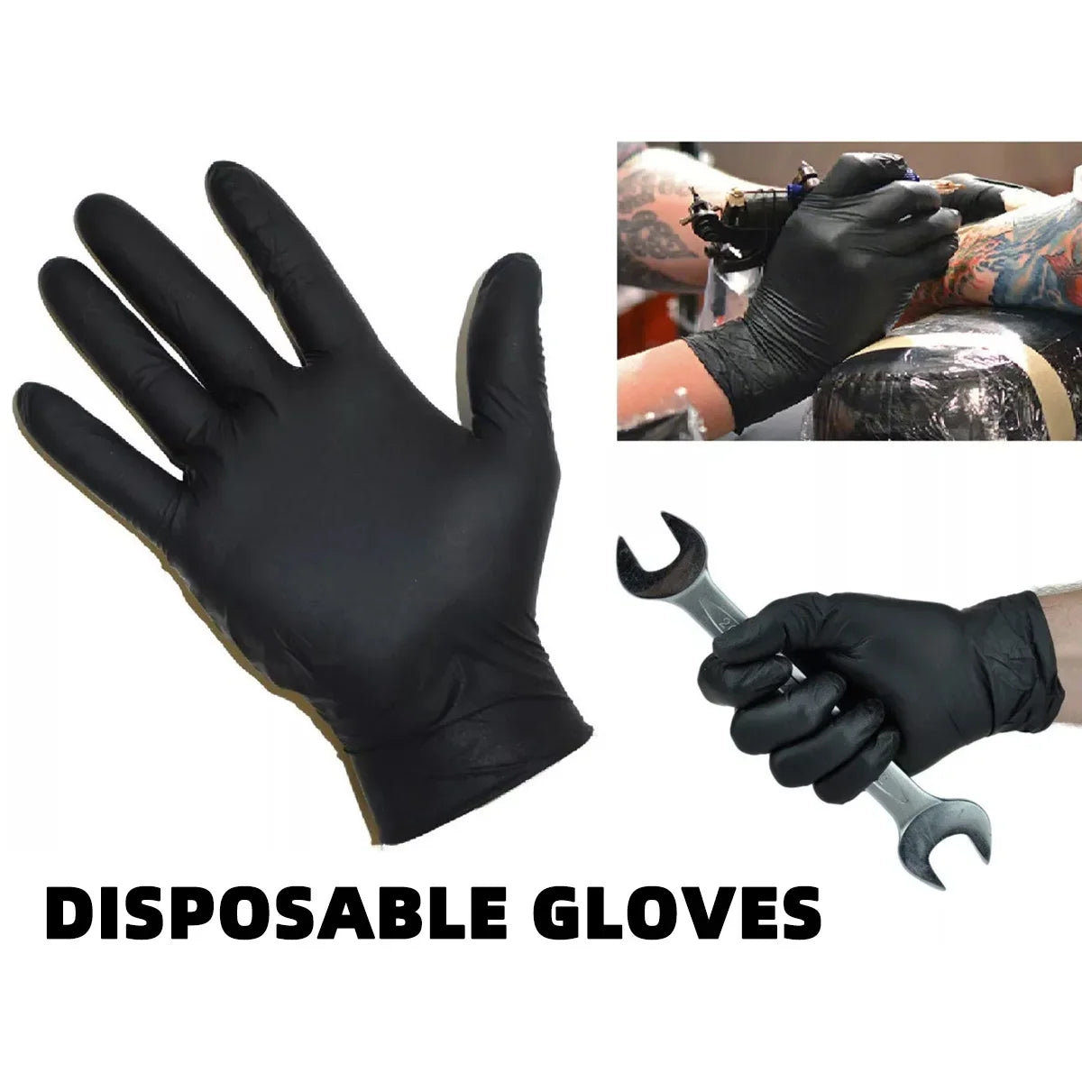 100/50/20/10pcs Black Nitrile Gloves Thickened Disposable Cleaning Hairdressing Gloves Waterproof Household Industrial Gloves