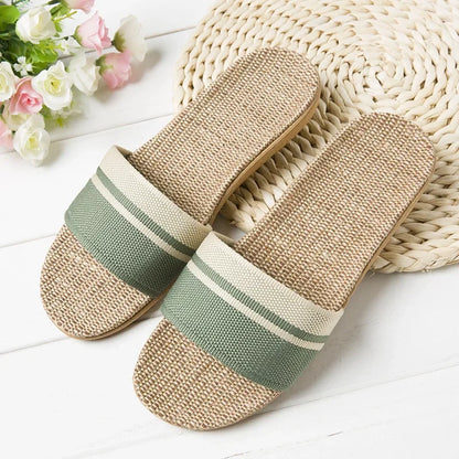 Hemp Casual Slippers Women Home Flats Spring Summer Luxury Designer Shoes Ladies 2026 Fashion Indoor Slides Couple Lightweight