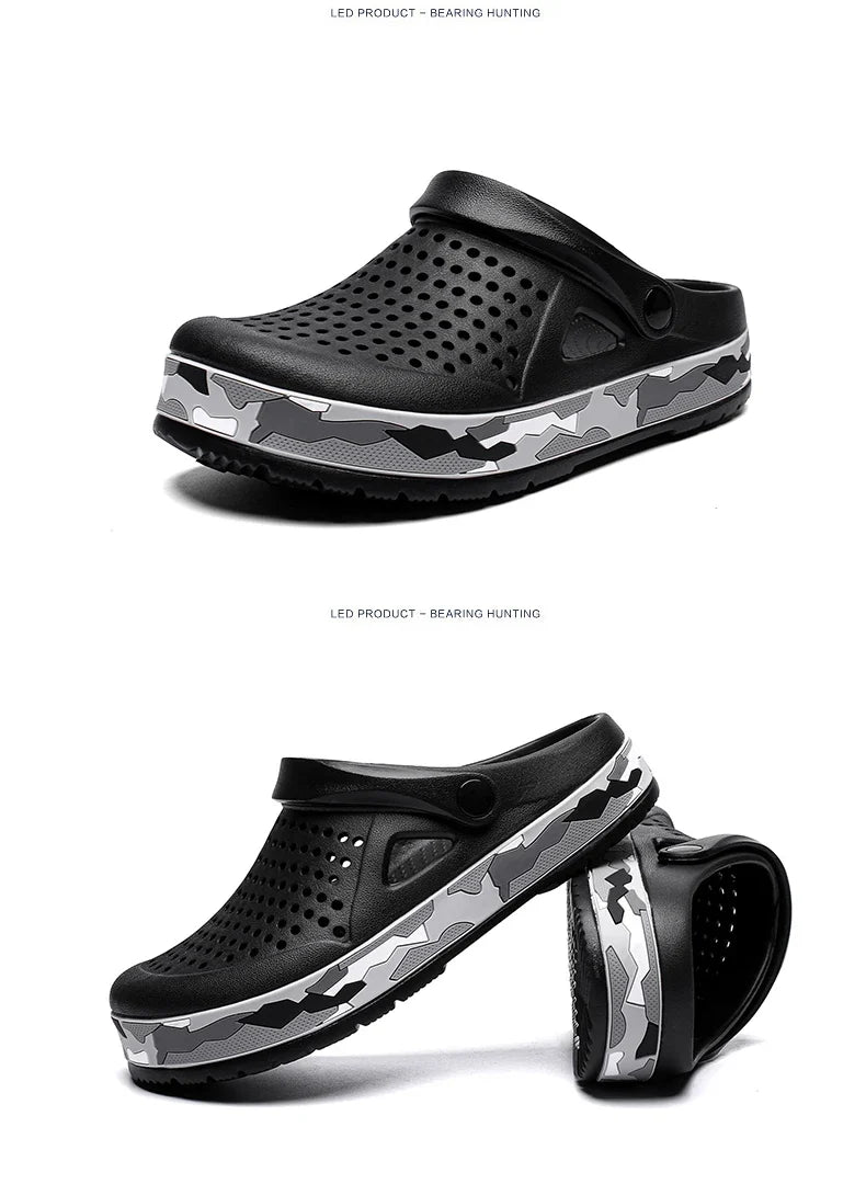 Men's summer casual hole shoes non slip lightweight breathable Two wearing men's sandals fashion comfort beach shoes slippers