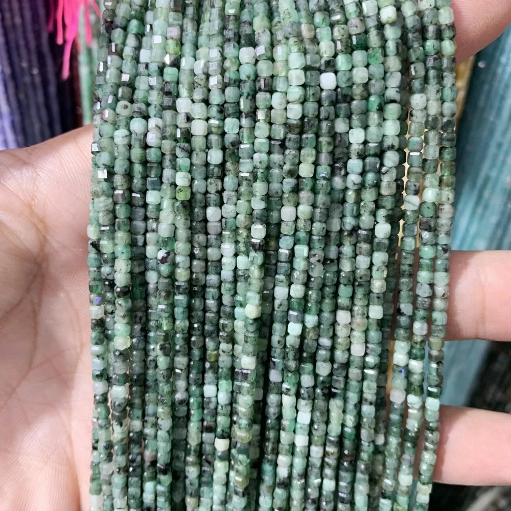 2x2mmNatural Colored Tourmaline Blue Tourmaline Faceted Cube Beads Square Stone Beads for JewelryDIY Making  Gemstone Loose Bea