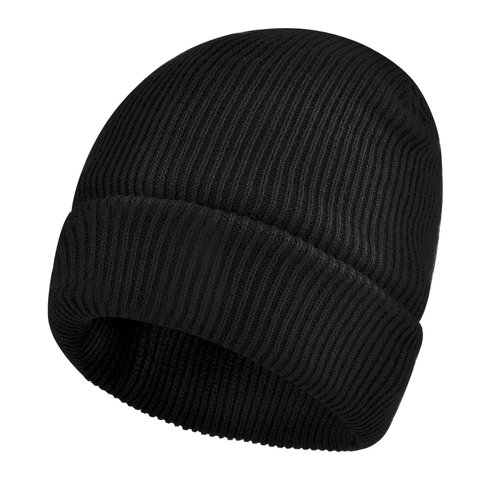 Waterproof Windproof Winter Warm Knit Beanie Fishing Hat Cap, Slouchy Soft Black Headwear Great for Winter Ski Walking Running