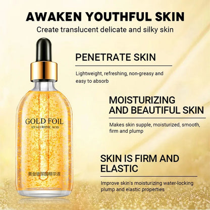 24K Gold Hyaluronic Acid Serum for Face Anti-wrinkle Anti-aging Brightening Moisturizing skincare Facial Serum Essence Face Care