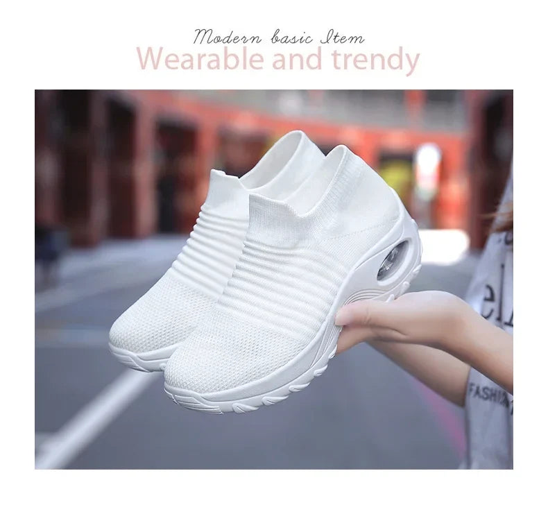 Women Sneakers Summer Fashion Black Sports Casual Shoes Breathable Mesh Lightweight Air Cushion Non-Slip Running Shoe Zapatillas