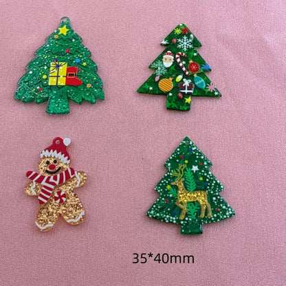 8pcs acrylic Christmas tree pendant, DIY jewelry making earrings necklace keychain accessories
