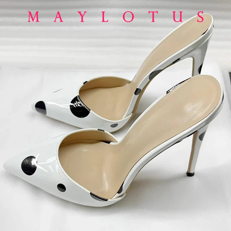 Pointed Toe 8/10/12 cm High Heel Mule for Women with a Distinctive Style, Wearing Ultra High Heel Half Slippers Externally