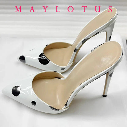 Pointed Toe 8/10/12 cm High Heel Mule for Women with a Distinctive Style, Wearing Ultra High Heel Half Slippers Externally