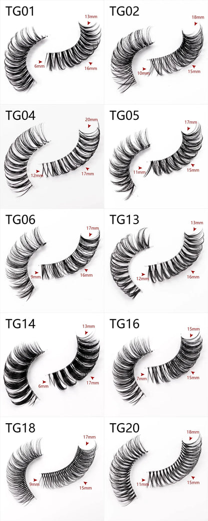 Yiernuo 1/5 Pairs Long Transparent Band Vegan Eyelash D Curl Russian Eyelashes Clear Band Lashes Invisible Band Lashes