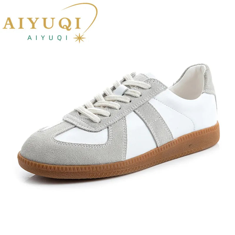 AIYUQI Women's Sneakers 2026 New Genuine Leather Ladies Moral Training Shoes Casual Spring Flat Shoes Women