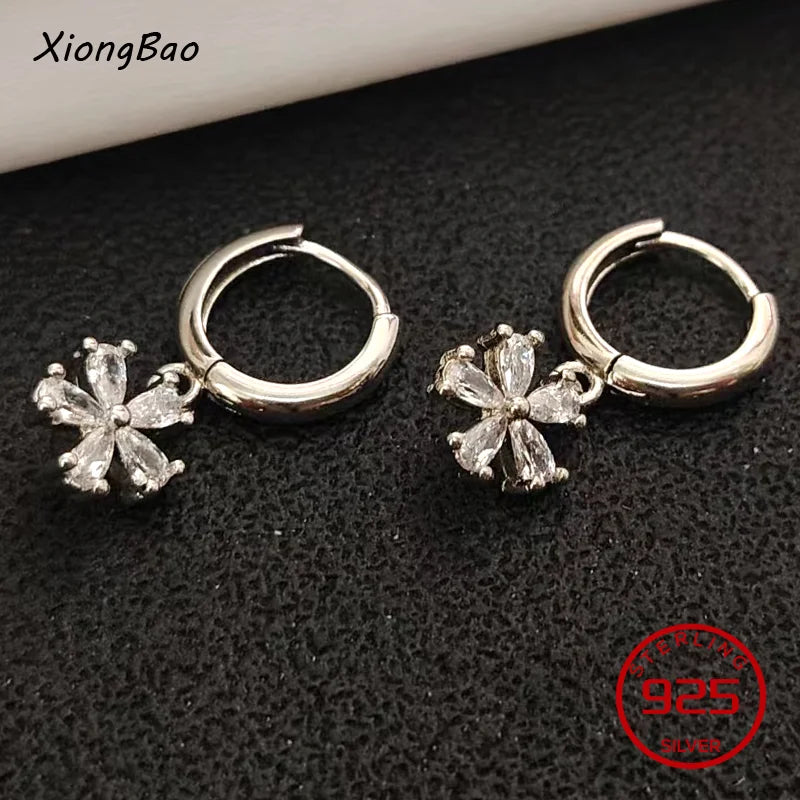 925 Sterling Silver Earrings New Women Elegant Temperament Sterling Anniversary Gift Fashion Jewelry Accessories Geometric Ears