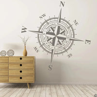 Customizable Compass Rose Wall or Ceiling Decal, Add Your Own Coordinates, Town, State or Family Name Nautical Home Decor AB37