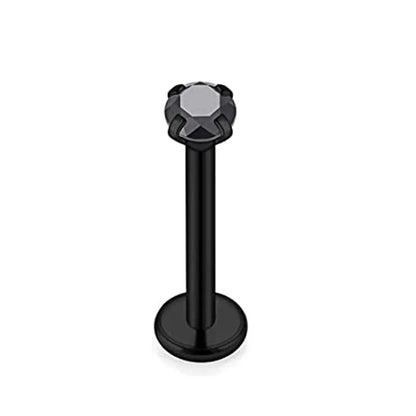 WKOUD 16G Stainless Steel Lip Labret Piercing Crystal Ball Monroe Lip Stud Helix Tragus Conch Piercing Cartilage Earrings Black
