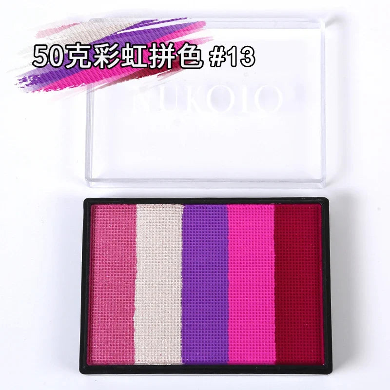 50g Facial and Body Paint Palette,Non-Toxic Rainbow Water-Soluble Body Paint for Rainbow Festival,Cosplay,Party,Art,Stage Makeup