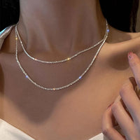 Fashion Simple Sparkling Necklace For Women Silver Color Clavicle Chain Choker Necklace Female Korean Wedding Party Jewelry Gift