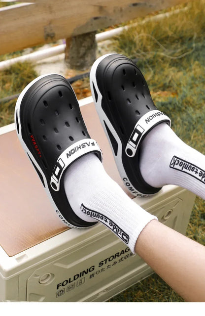 New fashion sandals Men's EVA casual comfortable hole garden shoes outdoor men's beach sandals indoor home unisex slippers