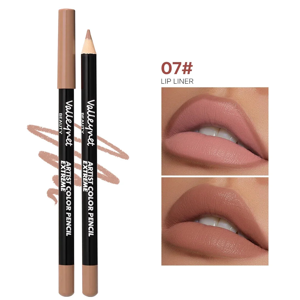 4pcs/Set lip liner set and eyeliner set Nude Brown Collection Long-lasting Matte Waterproof Lipstick Set Women'S Lip Cosmetics