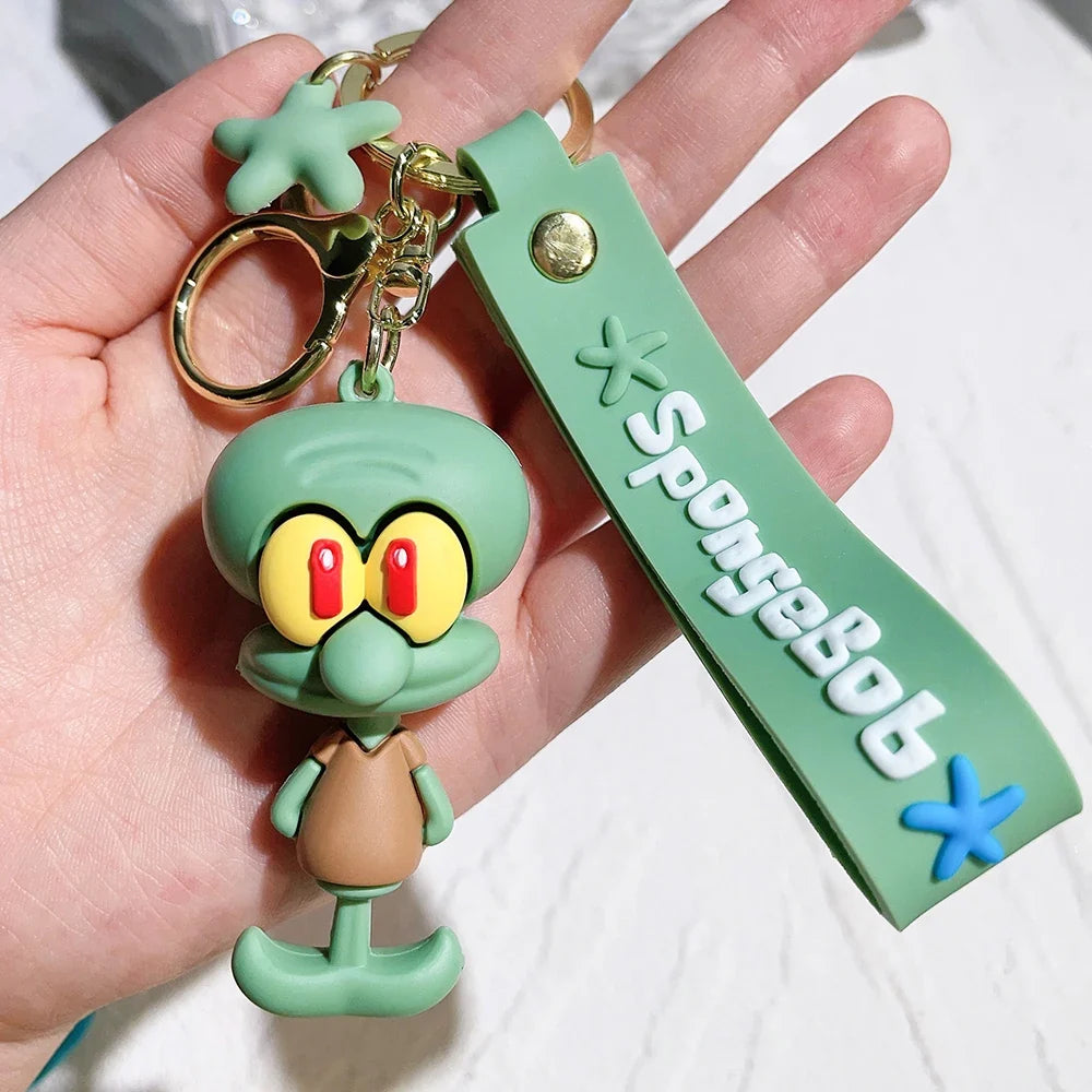 Anime Spongebob Squarepants Keychain Patrick Star Krabs Gary Sandy Kawaii Toys keychain Christmas gift bag Birthday Gift For Kid