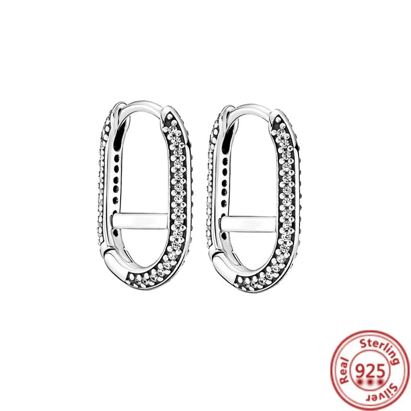 Hot Sale 925 Sterling Silver Heart Earrings Fit Original Charms Hoop Earrings For Women Girls Stud Earring Fine Jewelry Gifts