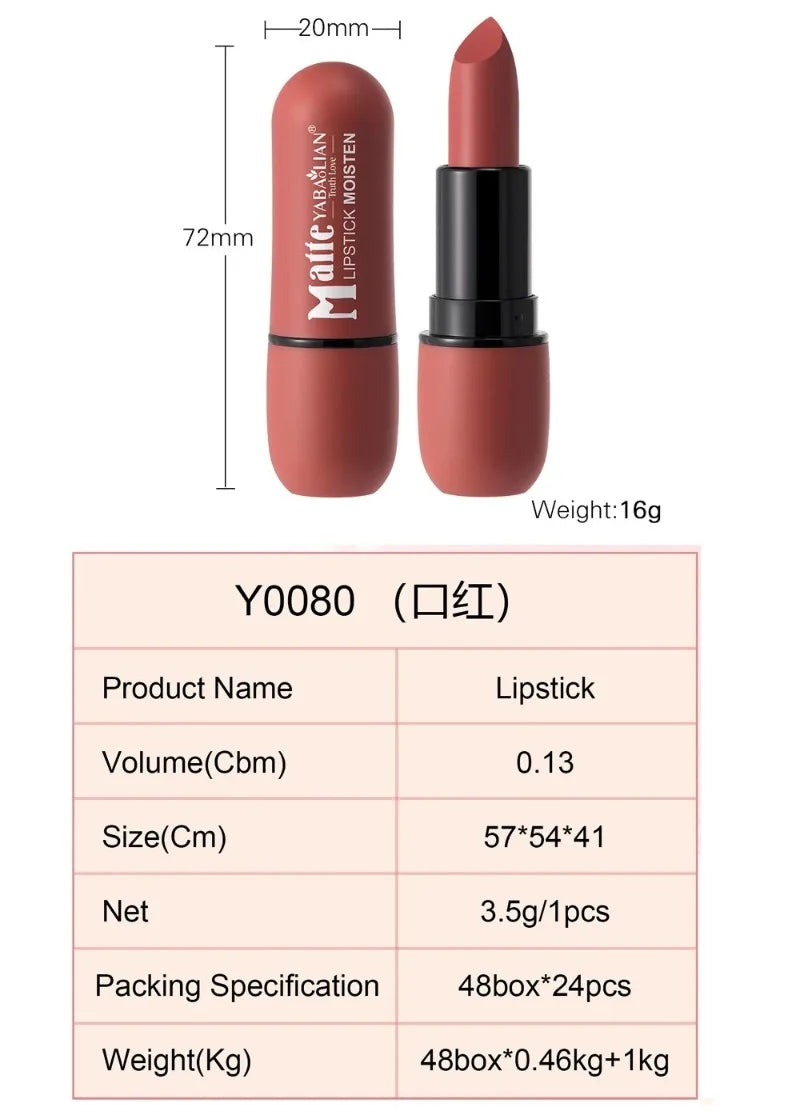 6-Color Matte Velvet Sexy Lipstick Waterproof Long-Lasting Nude Brown Lipstick Smooth High Pigment Profissional Lipgloss Makeup