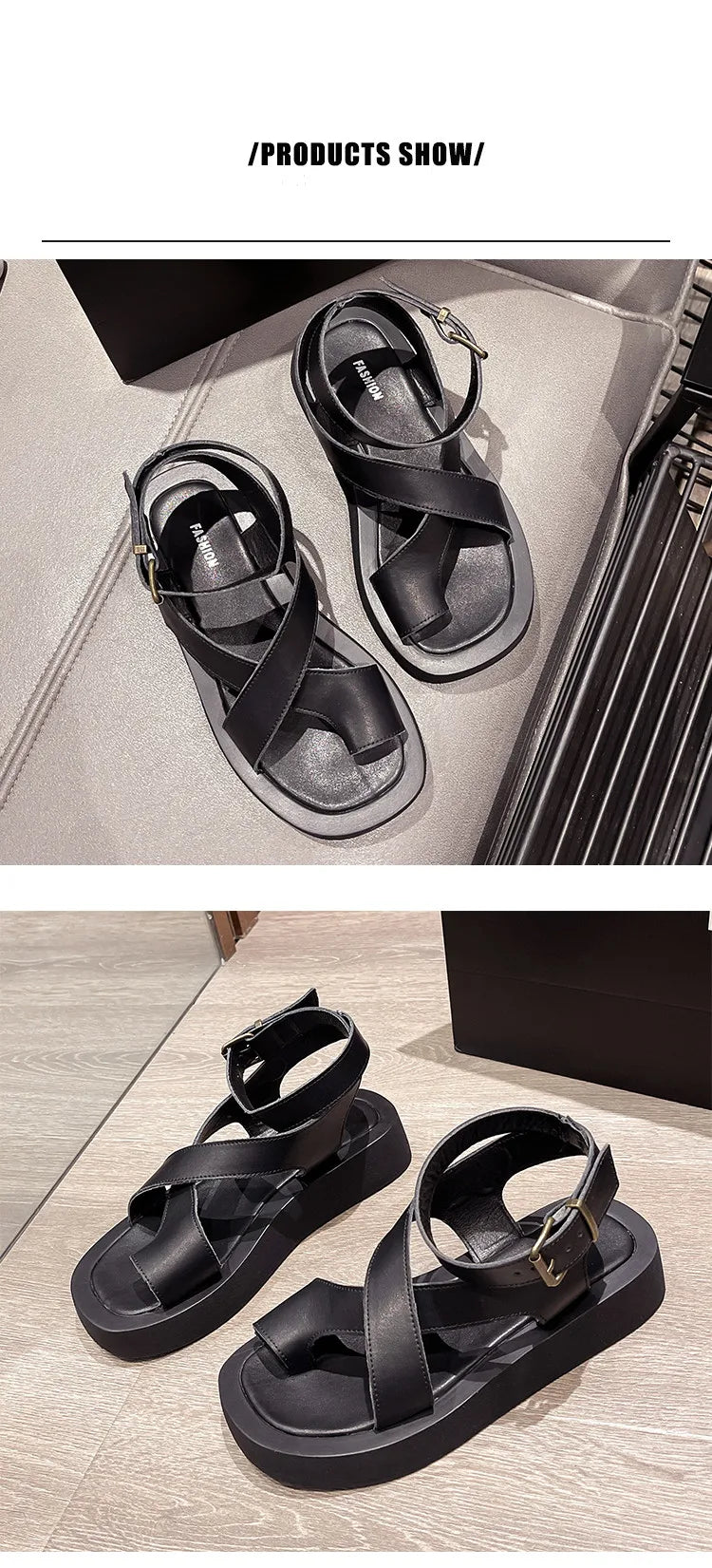 AIYUQI Sandals Women Genuine Leather 2026 Summer New Clip Toe Sandals Ladies Roman Women Shoes Muffin Sandals WHS MTO