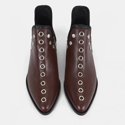 Women's Ankle Boots Autumn New Versatile Pointed Rivet Personalized Short Boots for Women Plus Size43