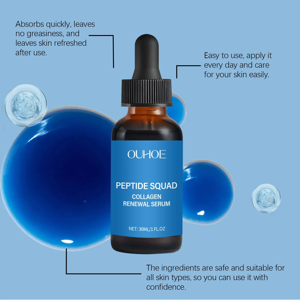 Collagen Polypeptide Essence Fade Fine Lines Lifting Firming Moisturizing Skin Care Tightening Skin Nourishing Facial Serum