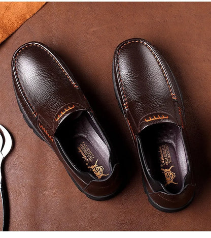 Autumn Genuine Leather Men's Casual Business Leather Shoes Lightweight Breathable Anti Slip Casual Leather Shoes Men Shoes