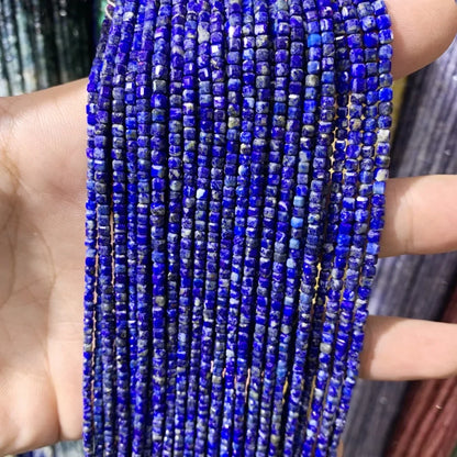 2x2mmNatural Colored Tourmaline Blue Tourmaline Faceted Cube Beads Square Stone Beads for JewelryDIY Making  Gemstone Loose Bea