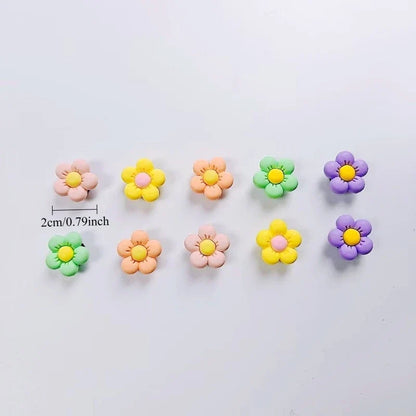 10PCS Fashion Shoe Charms Set Accessories Hole Shoe Buckle 5 Petal Flower DIY 3D Shoes Decorations for Bogg Bag Gift